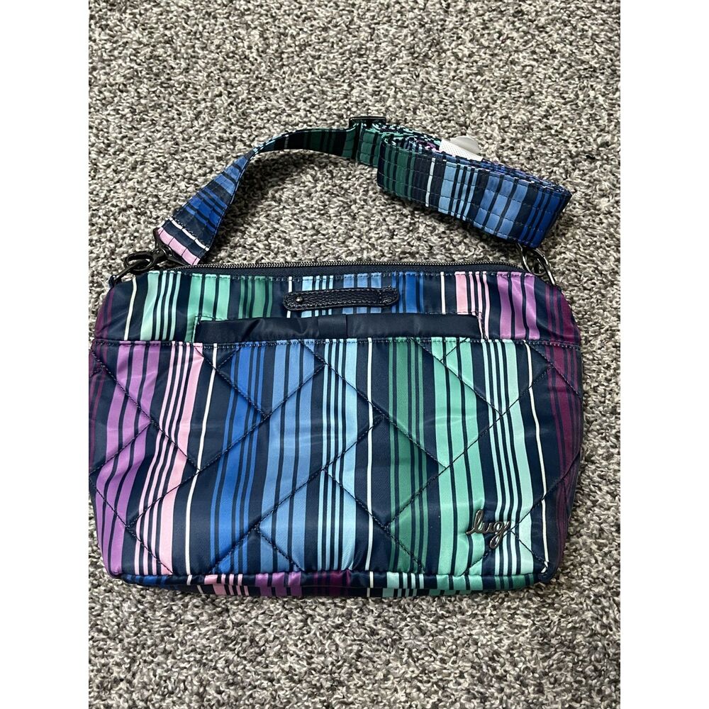 New Lug Flare  striped green, blue, purple RFID Crossbody Bag